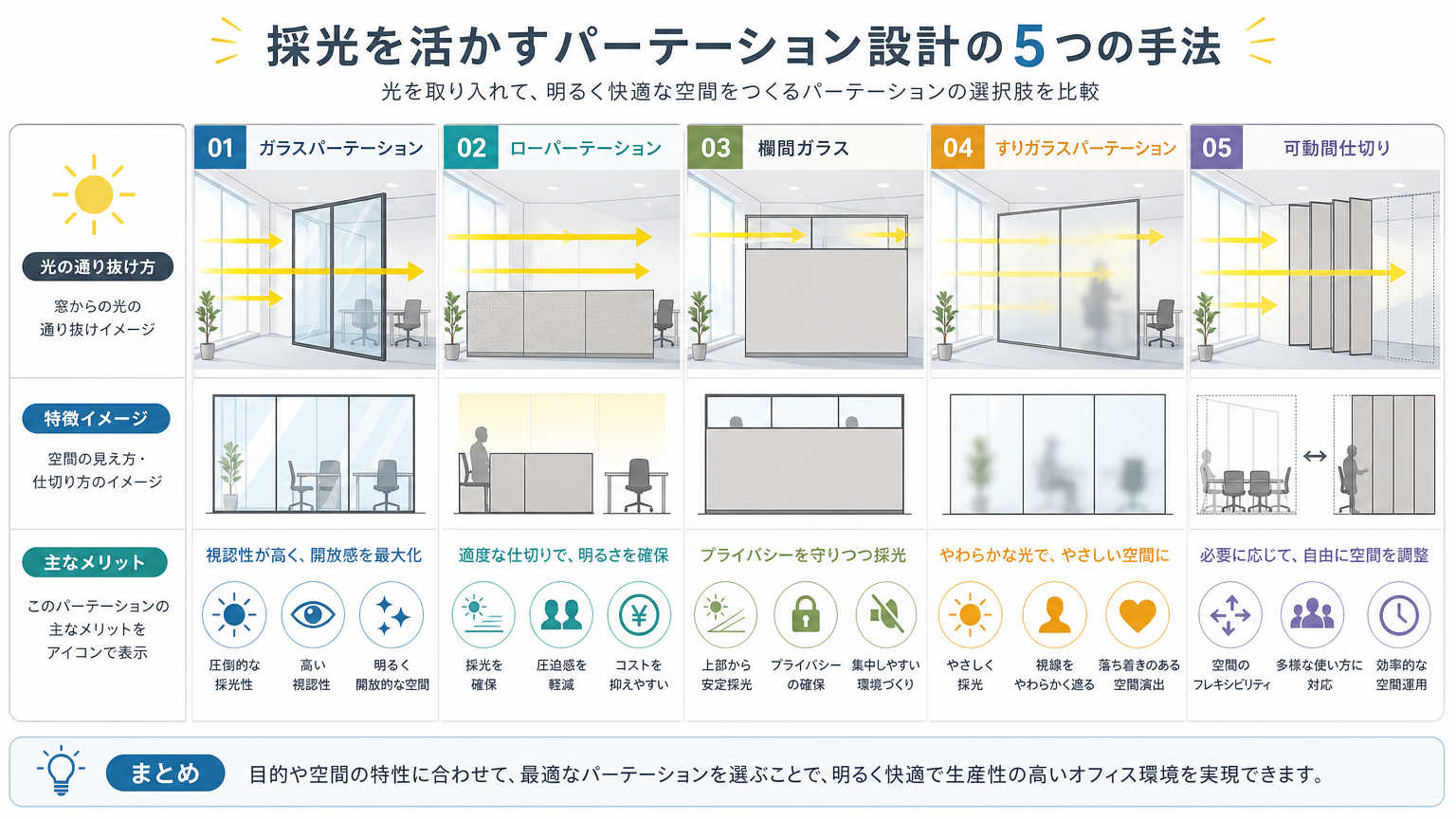 採光を活かすパーテーション設計の具体的手法